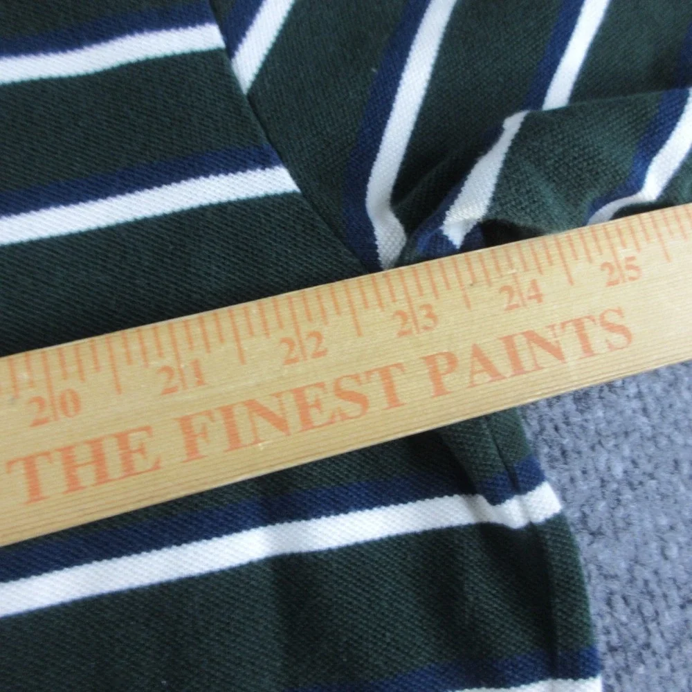 Polo Ralph Lauren Shirt Men XL Green White Striped Button Up Short Sleeve Preppy